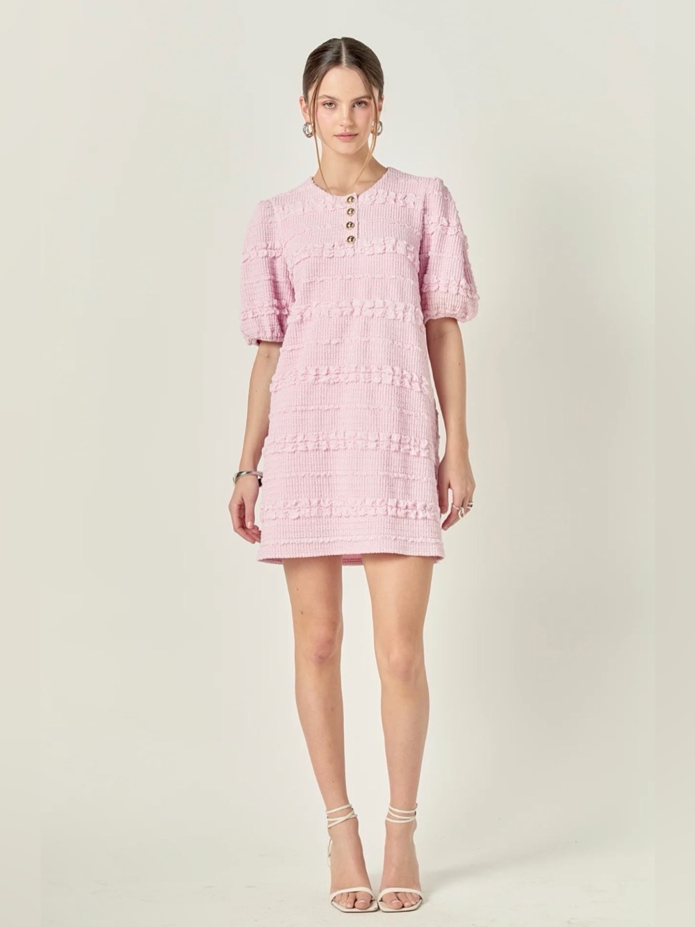 English Factory Smocked Minidress in Light Pink Size XS